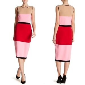Diane von Furstenberg Colorblock Sheath Dress L | Pink Red Nude | Classic & Chic